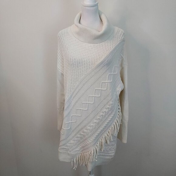 Chico's Sweaters - Chico's Turtleneck Cable Knit Ivory Tunic Sweater Size Large